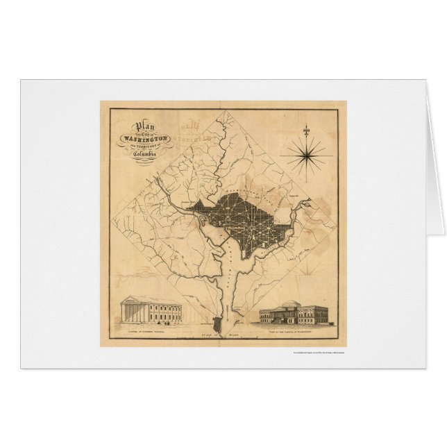 Kartan av den Washington DC-staden planerar vid Hälsningskort (Framsidan Horizontal)