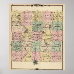 Kartan av Dodge County, påstår av Wisconsin Poster