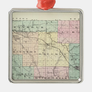 Kartan av Eau Claire County, påstår av Wisconsin Julgransprydnad Metall