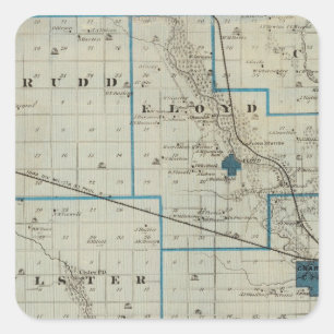 Kartan av Floyd County, påstår av Iowa Fyrkantigt Klistermärke
