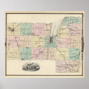 Kartan av Fond Du Lac County, påstår av Wisconsin Poster