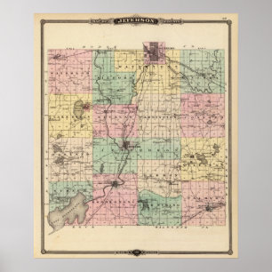 Kartan av Jefferson County, påstår av Wisconsin Poster
