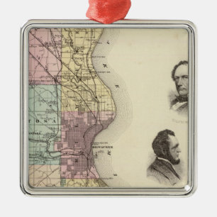 Kartan av Milwaukee County, påstår av Wisconsin Julgransprydnad Metall