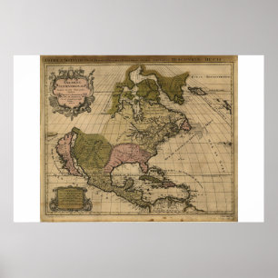 Kartan av Nordamerika daterade 1694 Poster