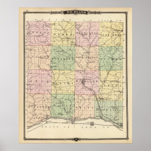 Kartan av Richland County, påstår av Wisconsin Poster