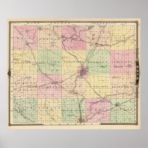 Kartan av Rock County, påstår av Wisconsin Poster
