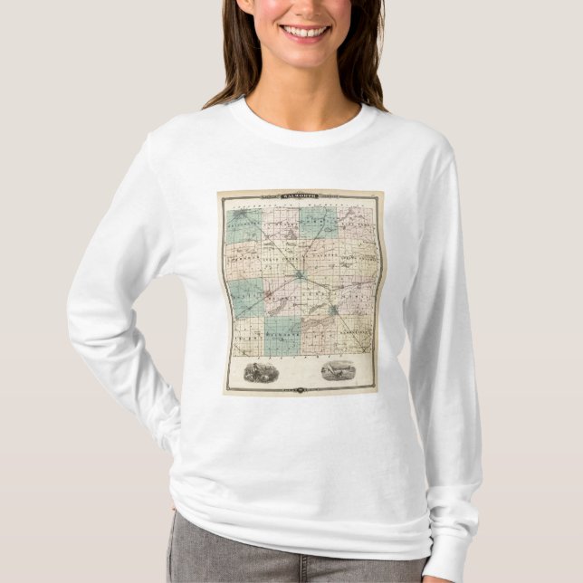 Kartan av Walworth County, påstår av Wisconsin T-shirt (Framsida)
