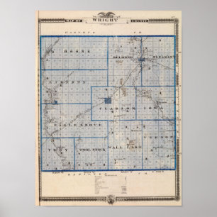 Kartan av Wright County, påstår av Iowa Poster