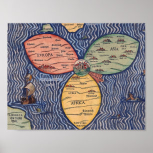 KARTAN FÖR BUNTINGKLÖVERLÖV AV JERUSALEM (1581) POSTER