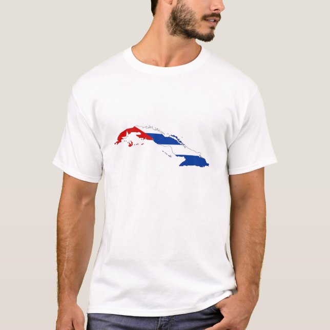kartan för den cuba landflagga formar silhouetten tee shirt (Framsida)