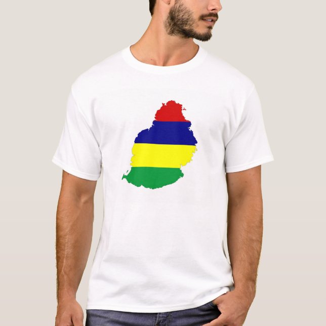 kartan för den mauritius landflagga formar symbol tee (Framsida)