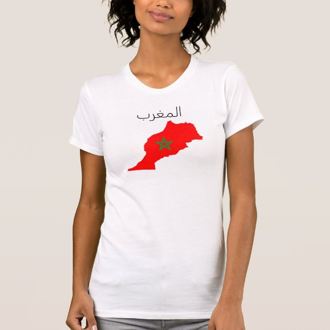 kartan för den morocco landflagga formar symbol tee shirt (Framsida)