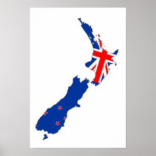 kartan för den New Zealand landflagga formar Poster