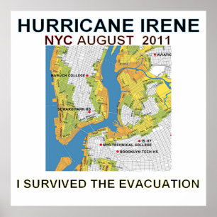 Kartan för den orkanIrene New York City Poster