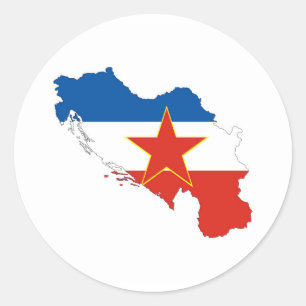 kartan för den yugoslavia landflagga formar runt klistermärke