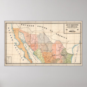 Kartan (för kommunikationsbrev) av Mexico Poster