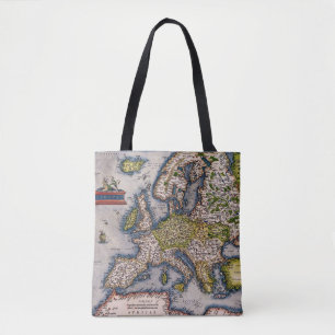 Kartan för vintage 1572 av Europa hänger lös Tygkasse