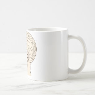 Kartan för vintageanatomihjärnan avbildar kaffemugg