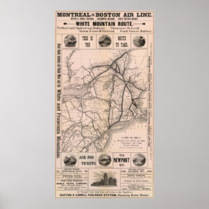 Kartan Montreal och Boston luft fodrar Poster