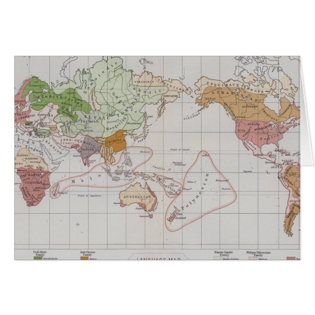 Kartavisning språken av världen hälsningskort (Framsidan Horizontal)