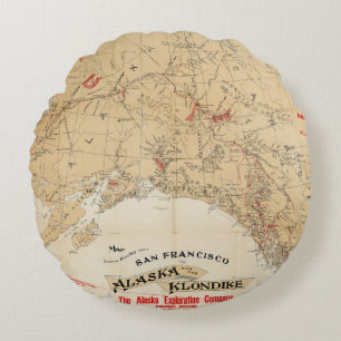 Kartavisningruttar från San Francisco till Alaska Rund Kudde