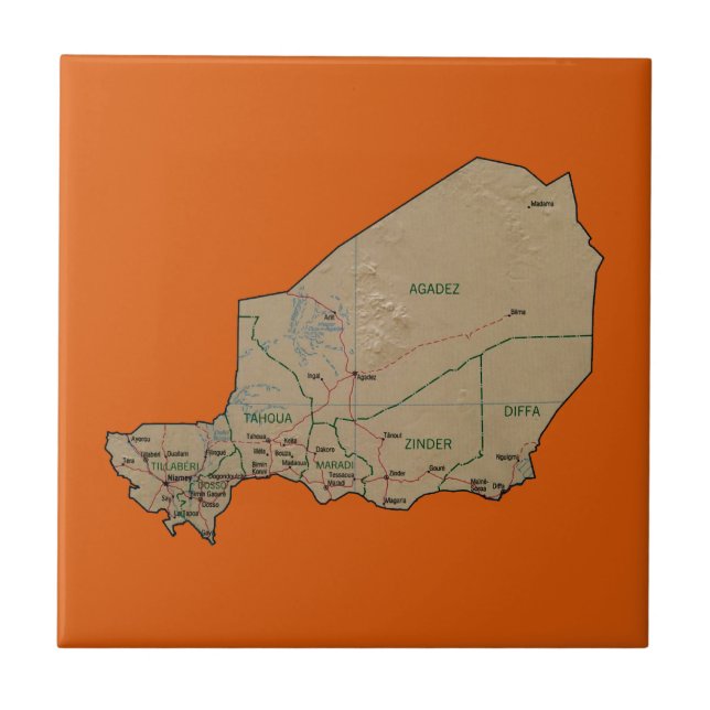 Kartbild Niger Kakelplatta (Framsidan)