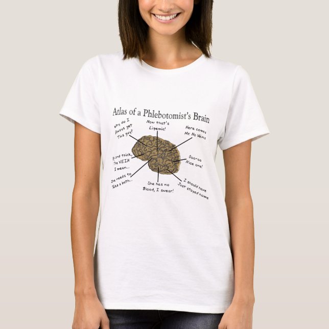 Kartbok av en Phlebotomists hjärna Tee Shirt (Framsida)
