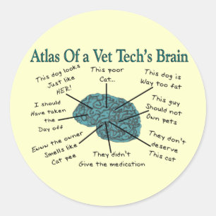 Kartbok av en Vettechs hjärna Runt Klistermärke