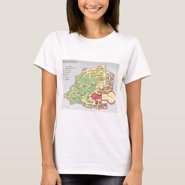 Karte derVatikanstadt Vatican City diagram T Shirt (Framsida)