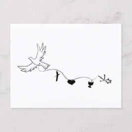 Karte mit Friedenstaube und christlichen Symbolen Vykort