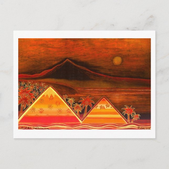 Karte Pastell-Art "Paradise Island mit Pyramids" Vykort (Framsida)
