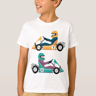 Karting går vagnstävlingfordon med en chaufför tee shirt