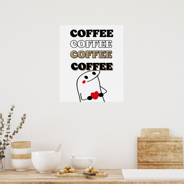 Kartkonst för kärlek och kaffe Hand plockade Poster (Kök)