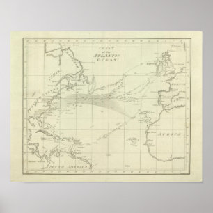 Kartlägga av Atlanticet Ocean Poster