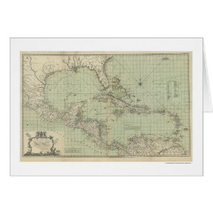 Kartlägga av den västra Indies kartan - 1774 Hälsningskort