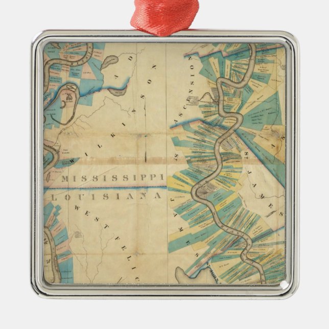 Kartlägga av det lägre Mississippiet River Julgransprydnad Metall (Framsidan)