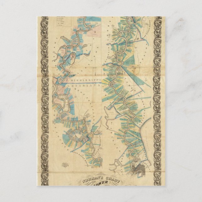 Kartlägga av det lägre Mississippiet River Vykort (Framsida)