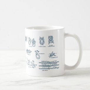 Kartlägga av hur man binder nautiska fnurror och kaffemugg