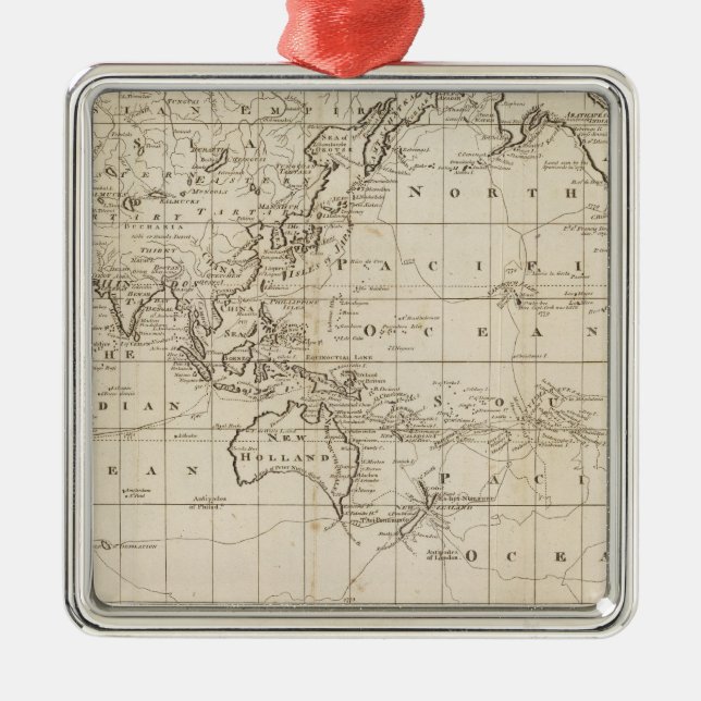 Kartlägga av världen julgransprydnad metall (Framsidan)