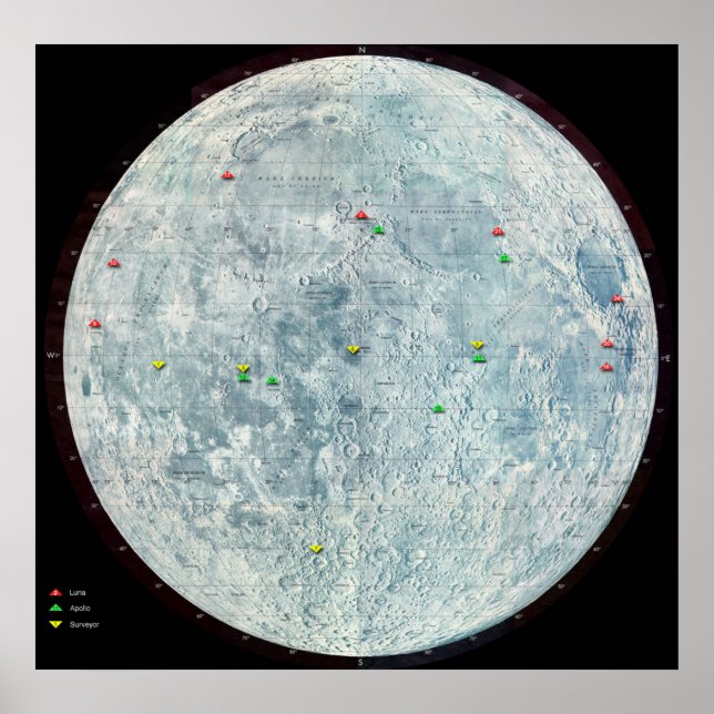 Kartläggare Apollo och Luna månuppdrag Poster (Framsidan)