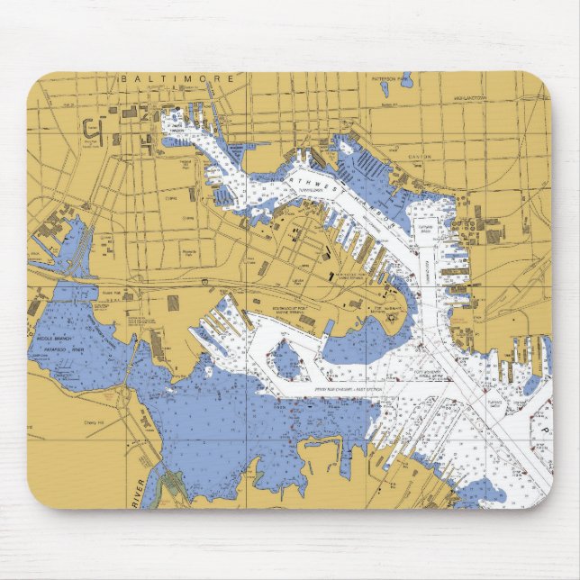 Kartlägger den nautiska hamnen för Baltimore MD Musmatta (Framsidan)