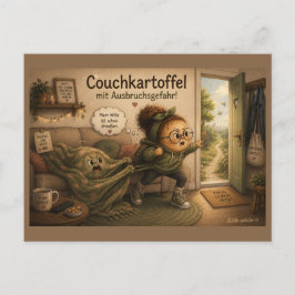 Kartöffelchen im Wohnzimmer – Postkarte Vykort