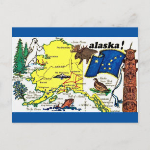 Kartong för delstaten Alaska Vykort