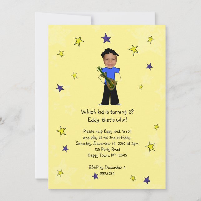 KARTONG FÖR Rockstjärnans fotoinfogning Inbjudningar (Framsida)