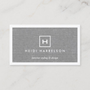KARTONG LOGOTYP MED DIN INITIAL/ MONOGRAM PÅ LINEN VISITKORT