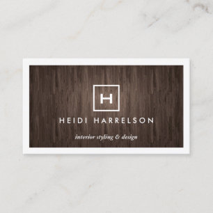 KARTONG LOGOTYP MED DIN INITIAL/ MONOGRAM PÅ MÖRK VISITKORT