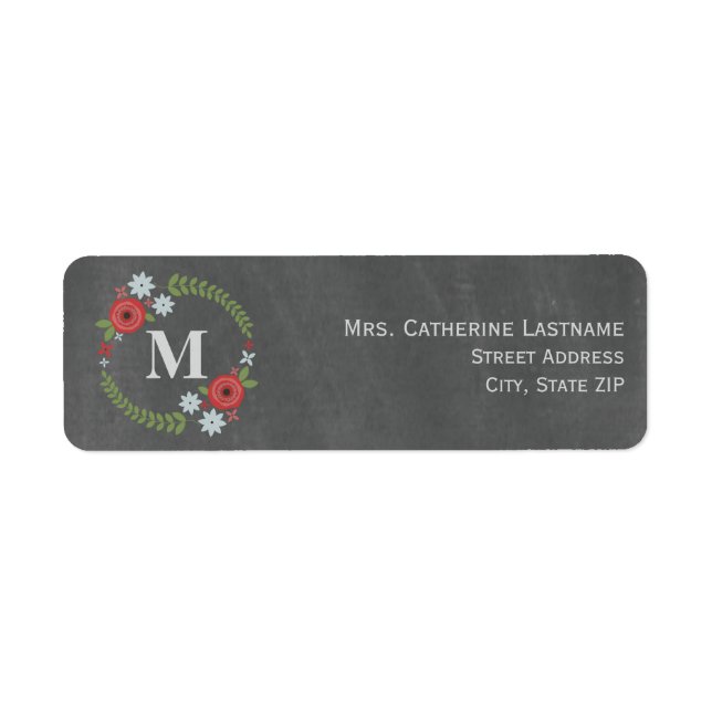 Kartong med inspikad Blommigt, andningsmonogram Returadress Etikett (Framsidan)