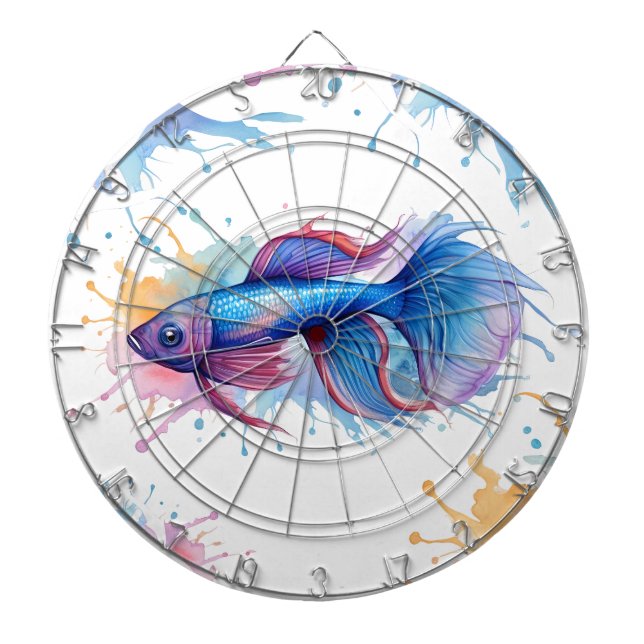 Kartong - Vattenfärgsserie: Betta Fish Darttavla (Framsidan)