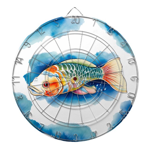 Kartong - Vattenfärgsserie: Koi Fish Darttavla (Framsidan)