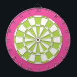 Kartong: Vit, kalk och Rosa Piltavla<br><div class="desc">Vitt,  kalk och Rosa Färgad Dart Board Game,  inklusive 6 brassmörtor</div>
